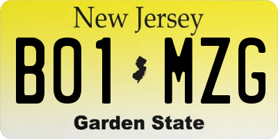 NJ license plate B01MZG