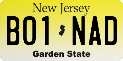 NJ license plate B01NAD
