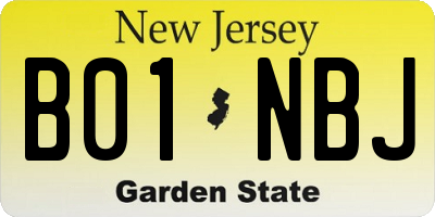 NJ license plate B01NBJ