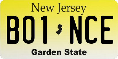 NJ license plate B01NCE