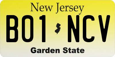 NJ license plate B01NCV