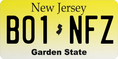NJ license plate B01NFZ