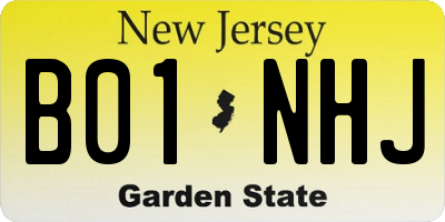 NJ license plate B01NHJ