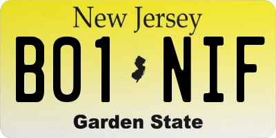 NJ license plate B01NIF