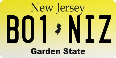 NJ license plate B01NIZ