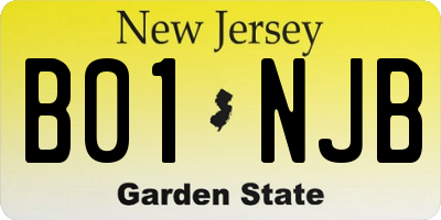 NJ license plate B01NJB