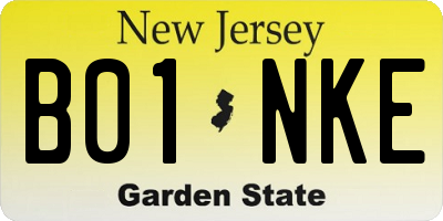 NJ license plate B01NKE
