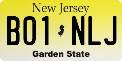 NJ license plate B01NLJ