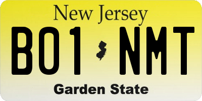 NJ license plate B01NMT