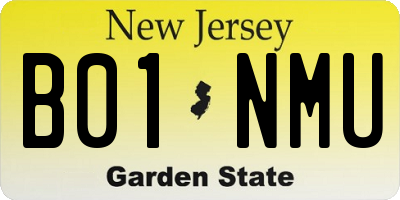 NJ license plate B01NMU