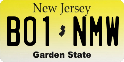 NJ license plate B01NMW