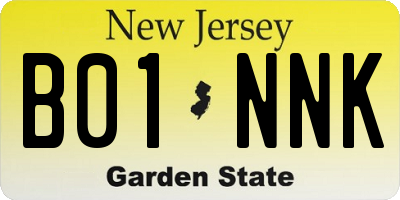 NJ license plate B01NNK