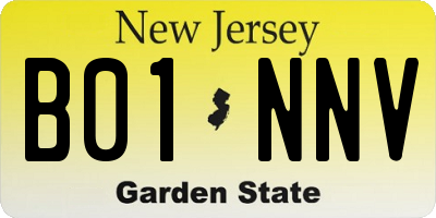 NJ license plate B01NNV