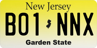 NJ license plate B01NNX