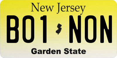 NJ license plate B01NON