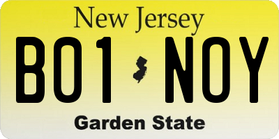 NJ license plate B01NOY