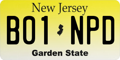 NJ license plate B01NPD