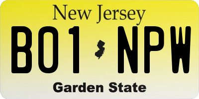 NJ license plate B01NPW