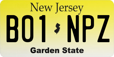 NJ license plate B01NPZ