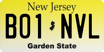 NJ license plate B01NVL