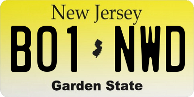 NJ license plate B01NWD