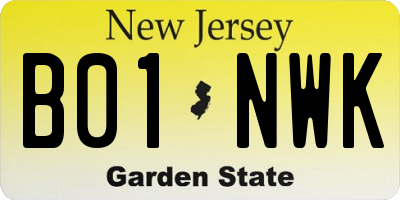 NJ license plate B01NWK