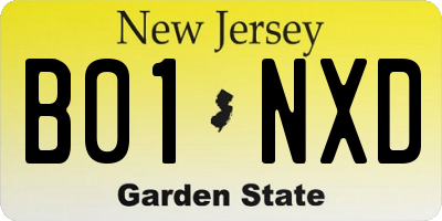 NJ license plate B01NXD