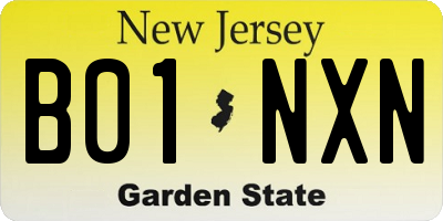 NJ license plate B01NXN