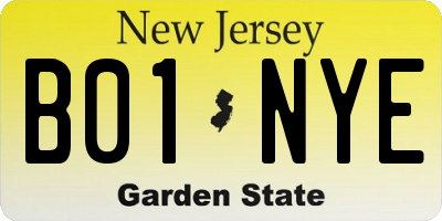 NJ license plate B01NYE