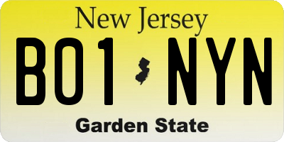 NJ license plate B01NYN