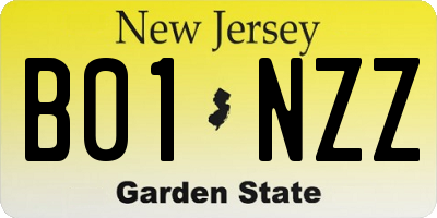 NJ license plate B01NZZ