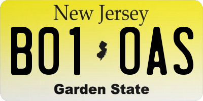 NJ license plate B01OAS