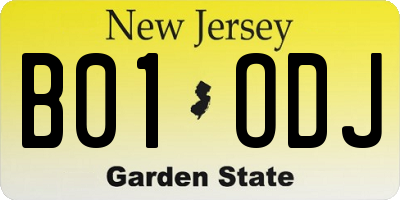 NJ license plate B01ODJ