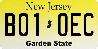 NJ license plate B01OEC