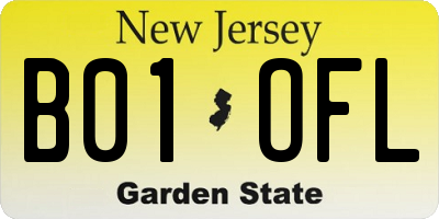 NJ license plate B01OFL