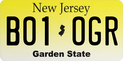 NJ license plate B01OGR