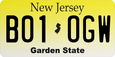 NJ license plate B01OGW