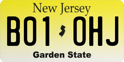 NJ license plate B01OHJ