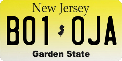 NJ license plate B01OJA