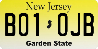 NJ license plate B01OJB