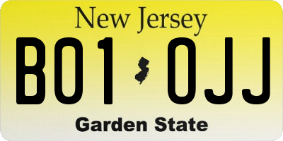 NJ license plate B01OJJ