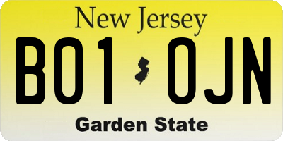 NJ license plate B01OJN