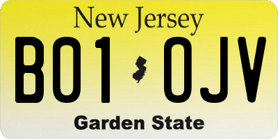 NJ license plate B01OJV