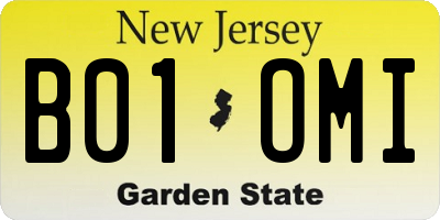 NJ license plate B01OMI