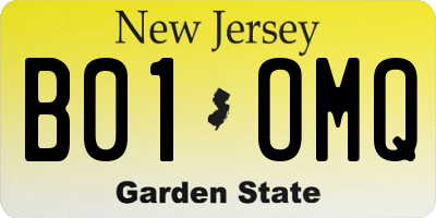 NJ license plate B01OMQ