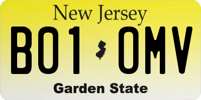 NJ license plate B01OMV