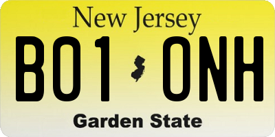NJ license plate B01ONH