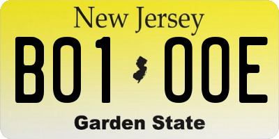 NJ license plate B01OOE