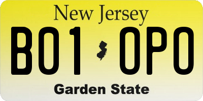 NJ license plate B01OPO