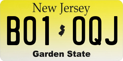 NJ license plate B01OQJ